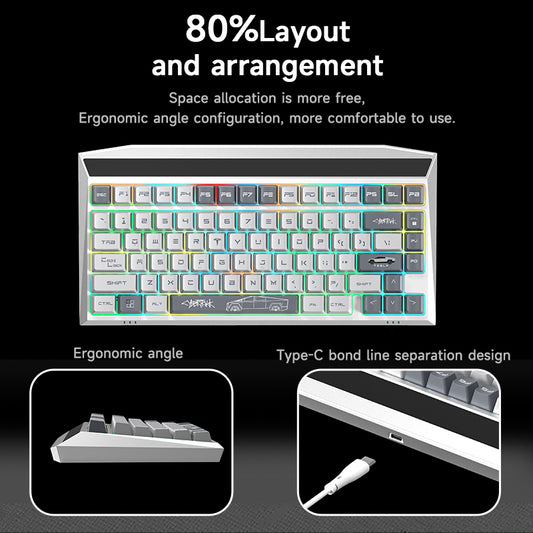 MX-Tesla Wireless Hot Swappable Mechanical Gaming Keyboard RGB Aluminum Frame