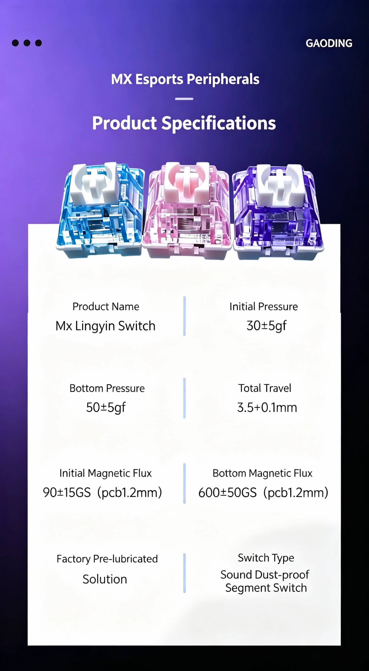 MX-style tactile magnetic switch (Lingyin Switch) for custom keyboards.