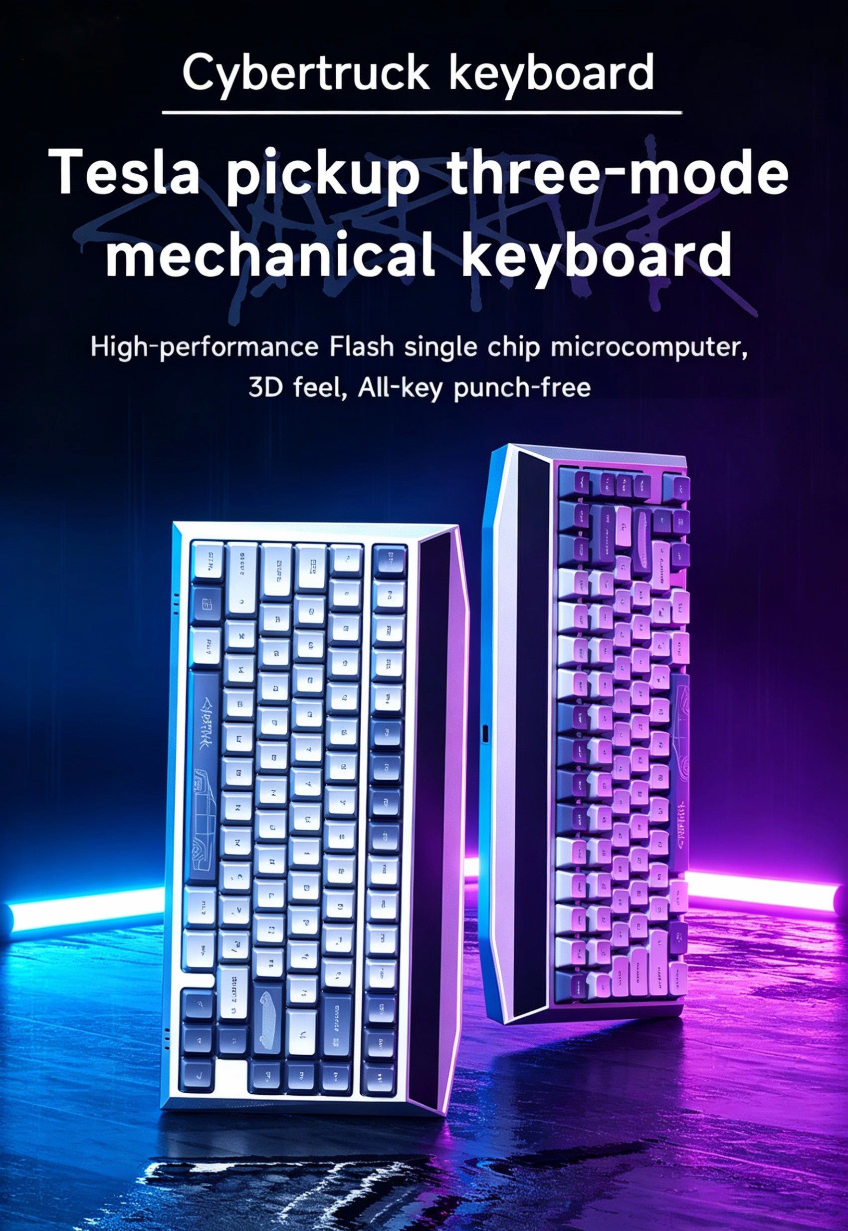 MX-Tesla Wireless Hot Swappable Mechanical Gaming Keyboard RGB Aluminum Frame