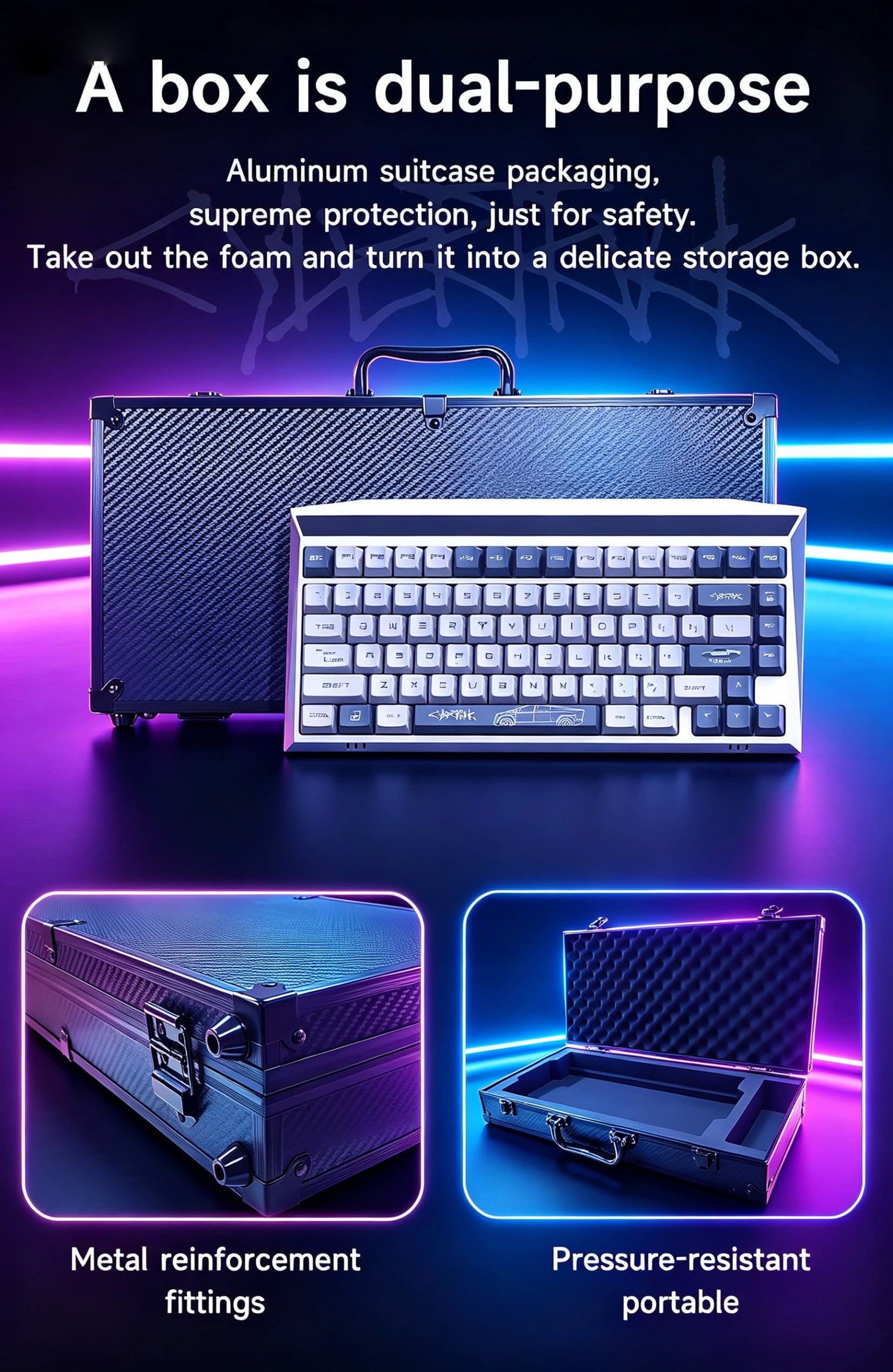 MX-Tesla Wireless Hot Swappable Mechanical Gaming Keyboard RGB Aluminum Frame