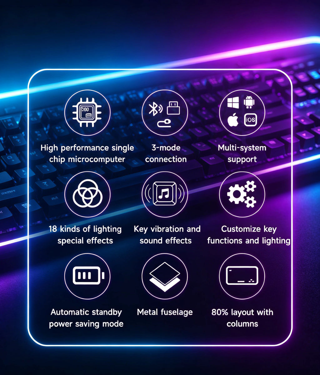 MX-Tesla Wireless Hot Swappable Mechanical Gaming Keyboard RGB Aluminum Frame