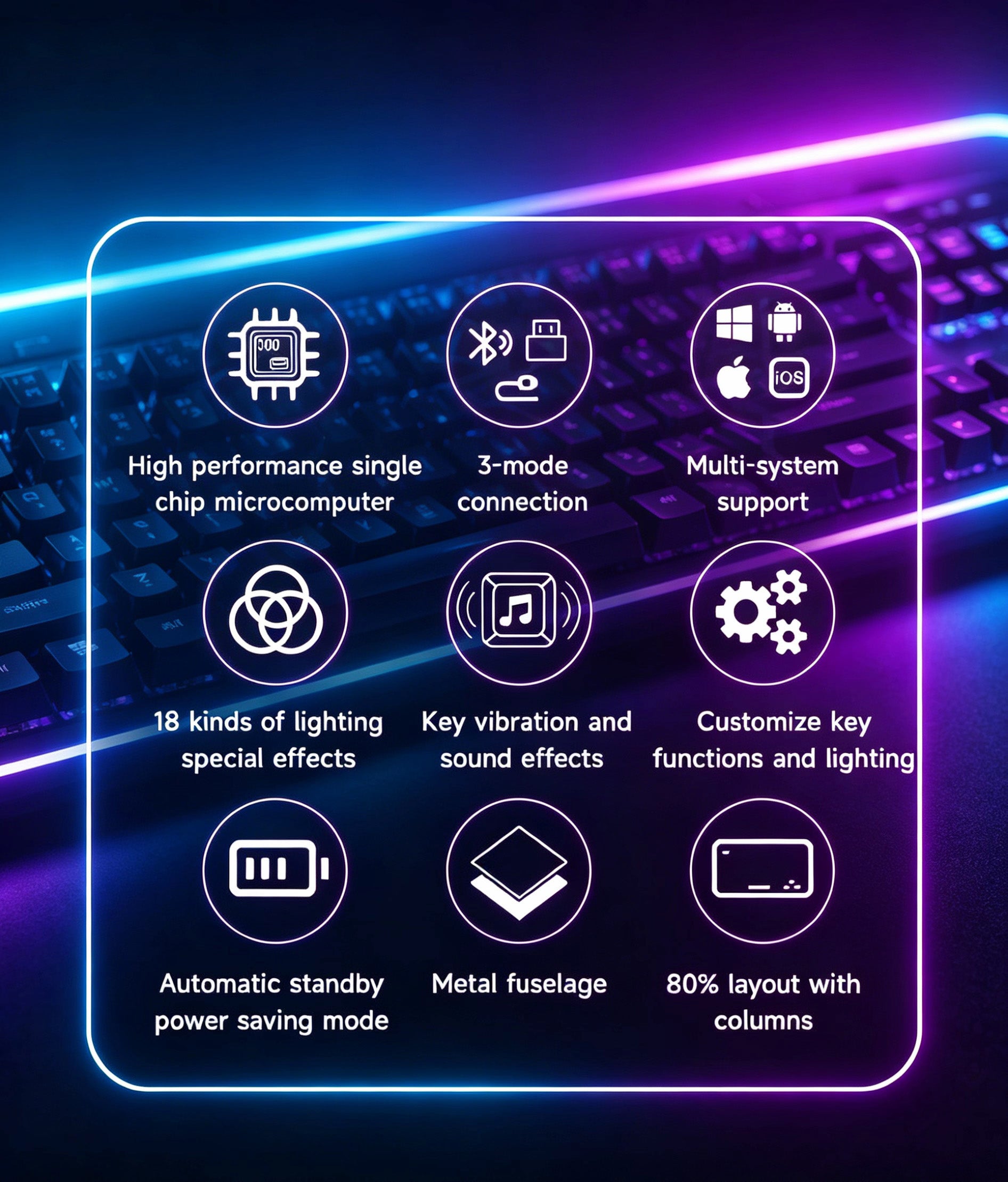 MX-Tesla Wireless Hot Swappable Mechanical Gaming Keyboard RGB Aluminum Frame