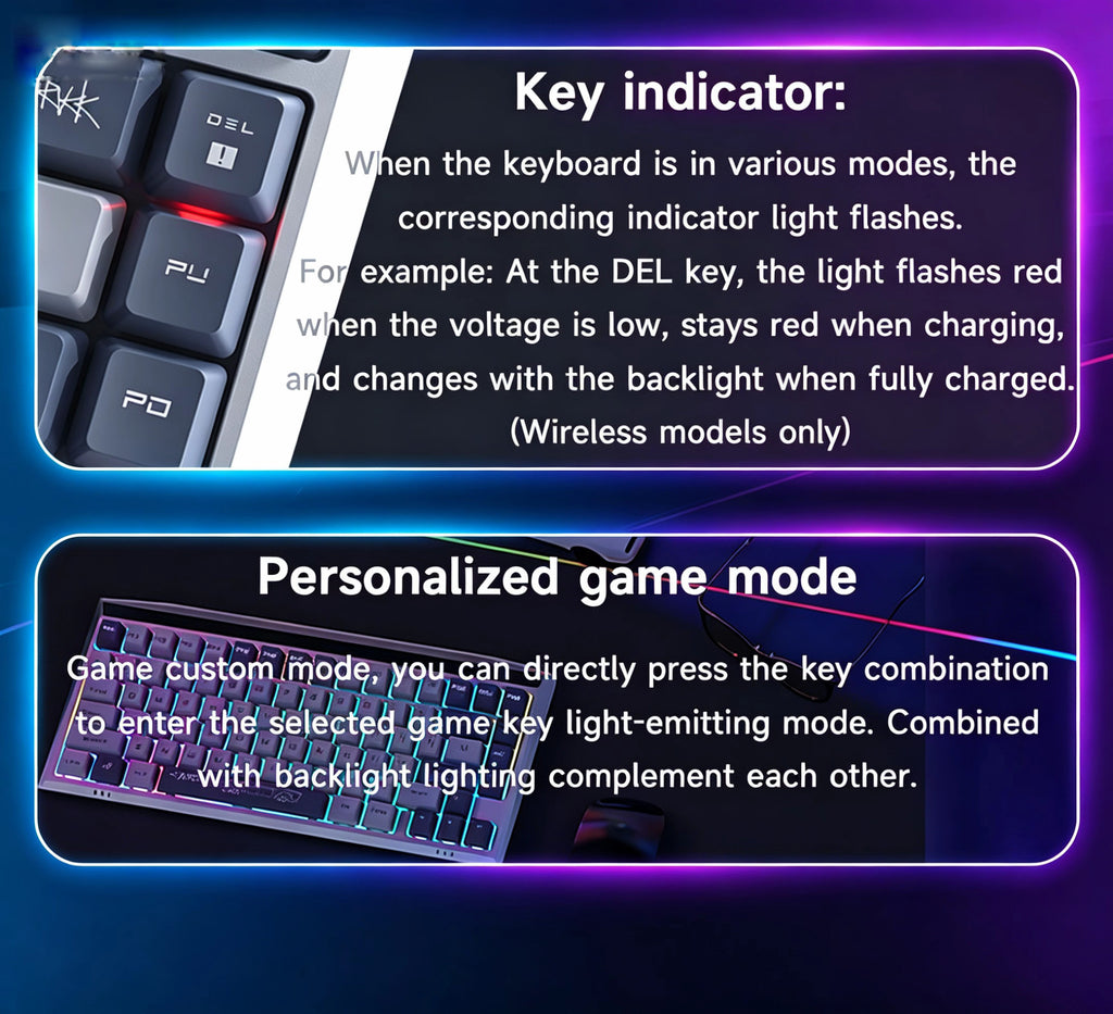 MX-Tesla Wireless Hot Swappable Mechanical Gaming Keyboard RGB Aluminum Frame