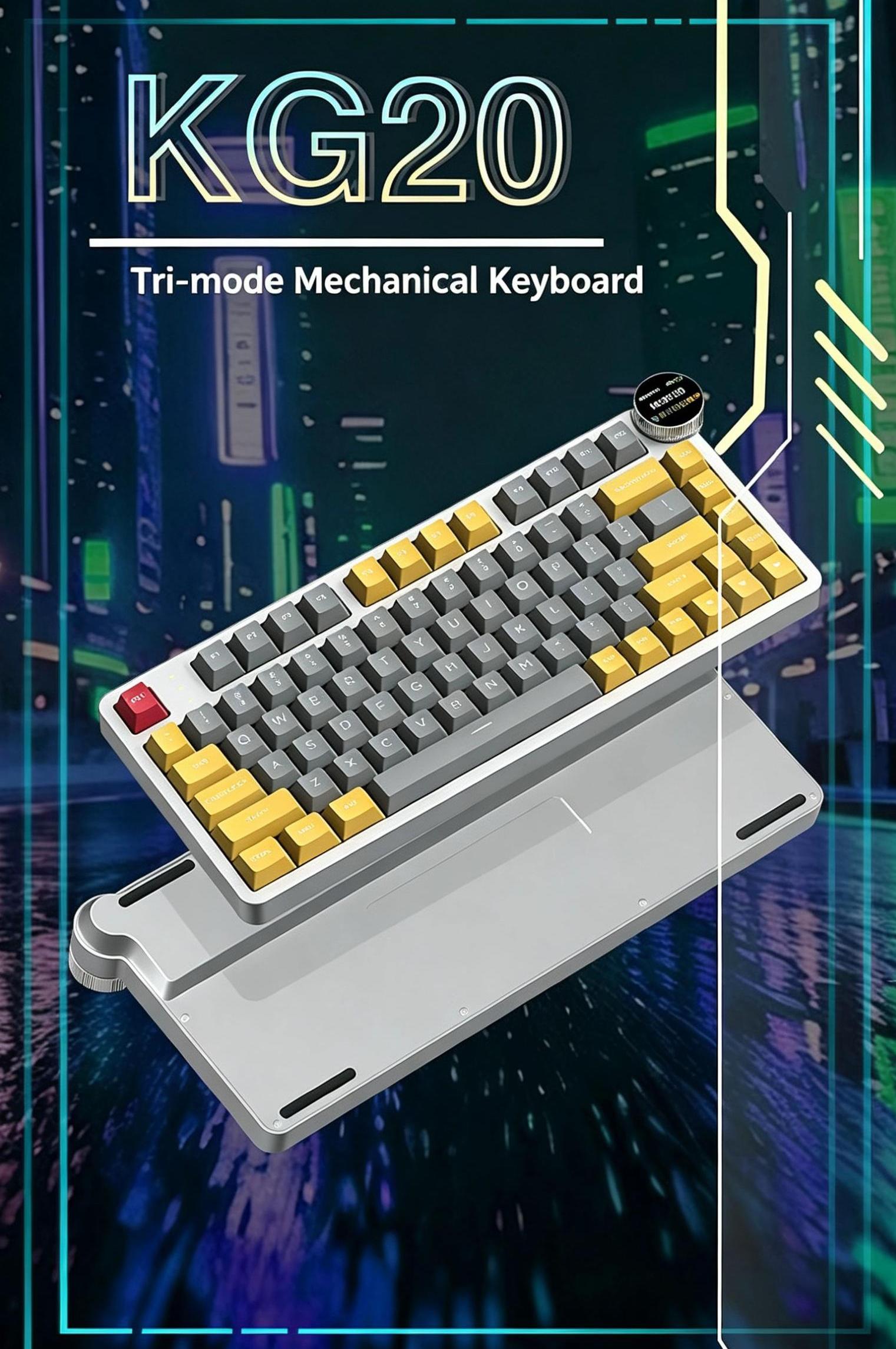 MX-KG20Custom mechanical keyboard, aluminum alloy case, display screen, 81 keys.