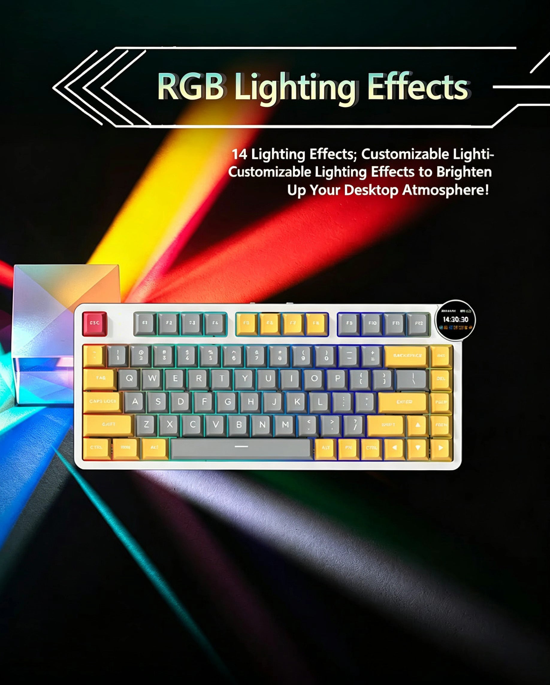 MX-KG20Custom mechanical keyboard, aluminum alloy case, display screen, 81 keys.
