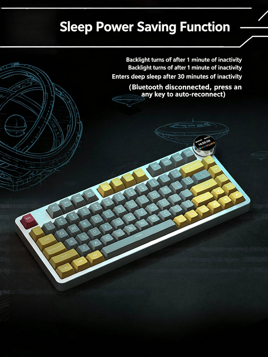 MX-KG20Custom mechanical keyboard, aluminum alloy case, display screen, 81 keys.