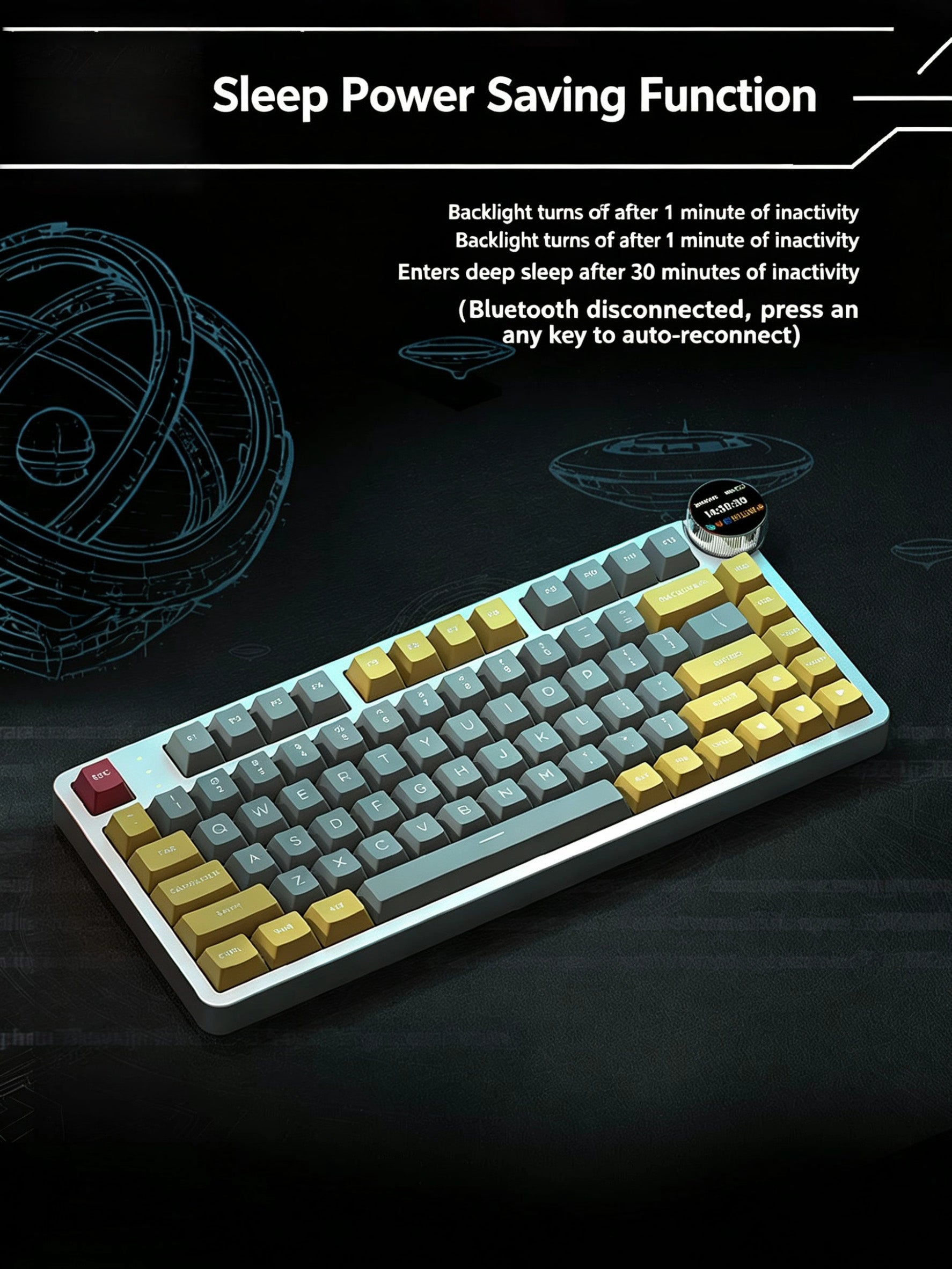 MX-KG20Custom mechanical keyboard, aluminum alloy case, display screen, 81 keys.