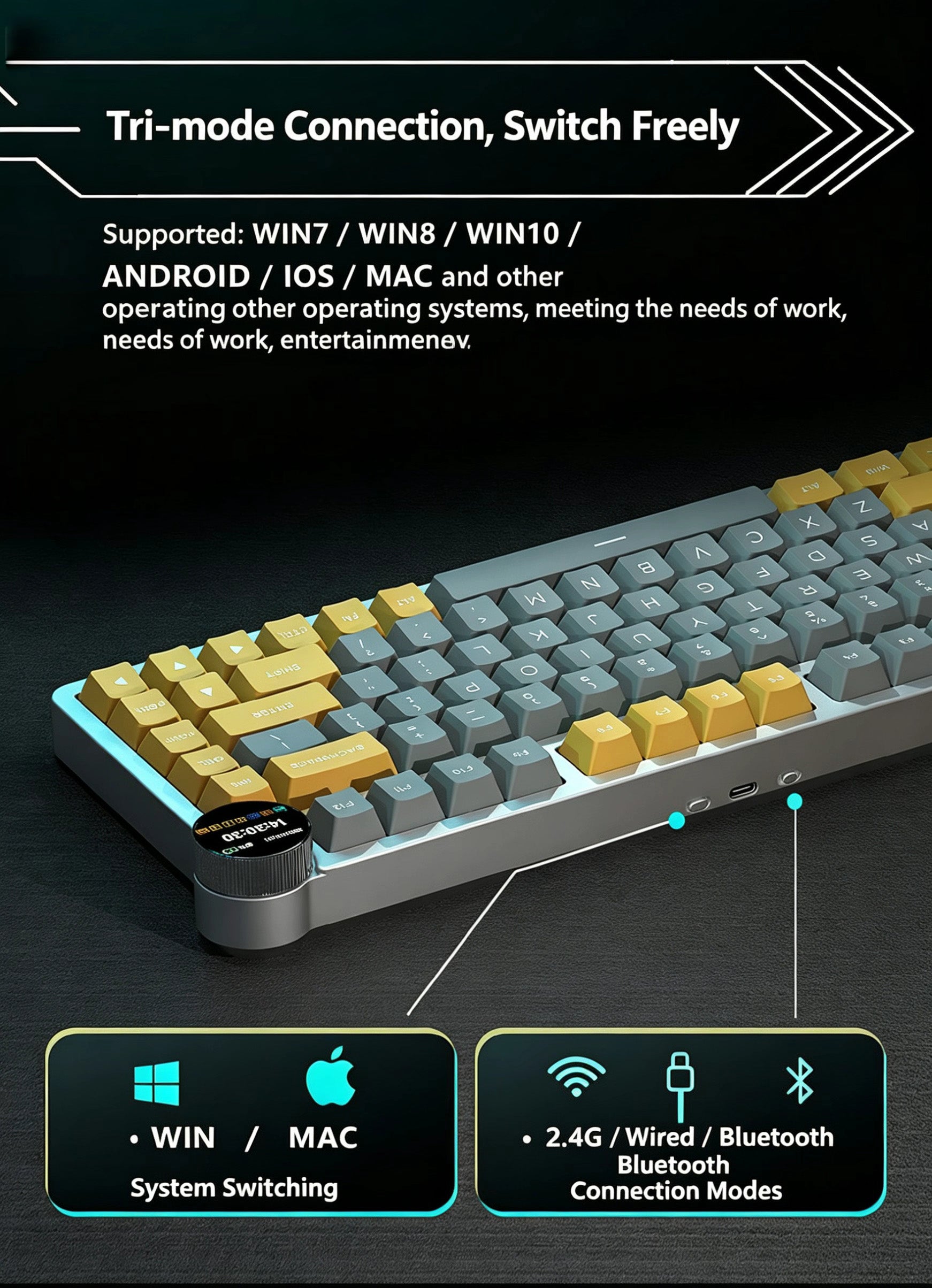 MX-KG20Custom mechanical keyboard, aluminum alloy case, display screen, 81 keys.