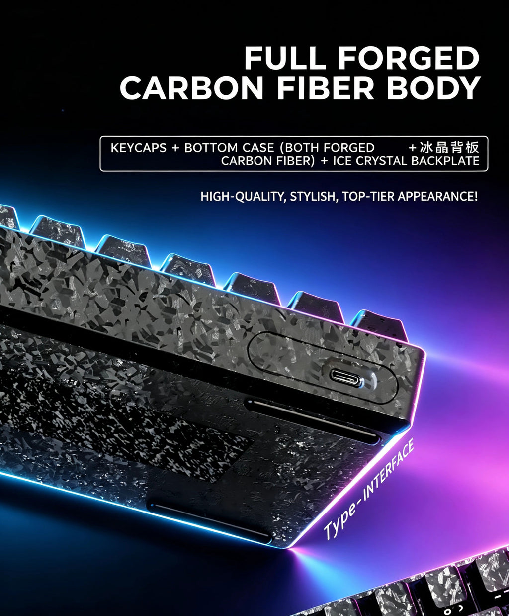 Mx68 Carbon Fiber Texture RGB Magnetic Switch Keyboard – 68-Key, Hot-Swappable, Portable Compact Keyboard for Gaming, Esports, and Office Use