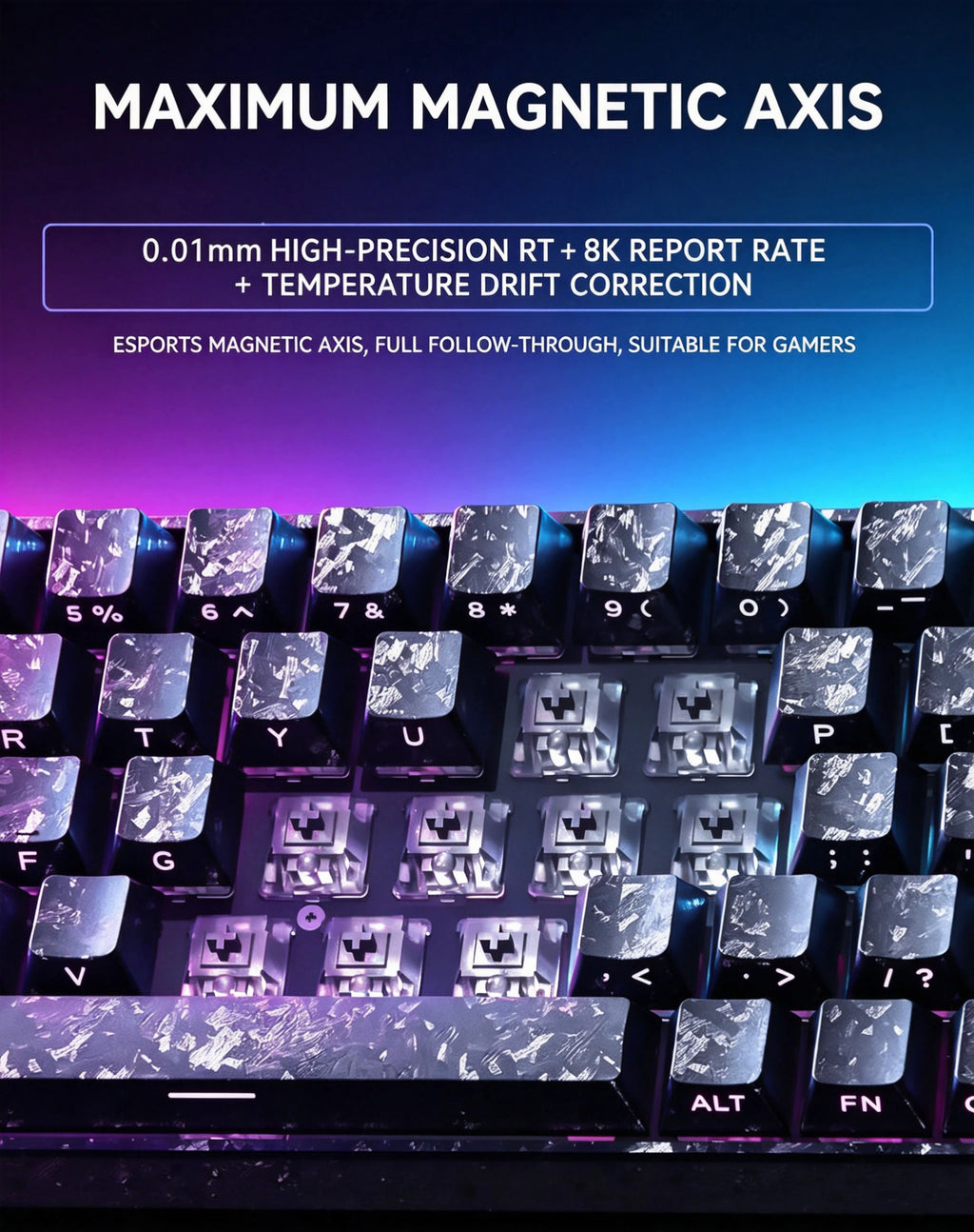 Mx68 Carbon Fiber Texture RGB Magnetic Switch Keyboard – 68-Key, Hot-Swappable, Portable Compact Keyboard for Gaming, Esports, and Office Use