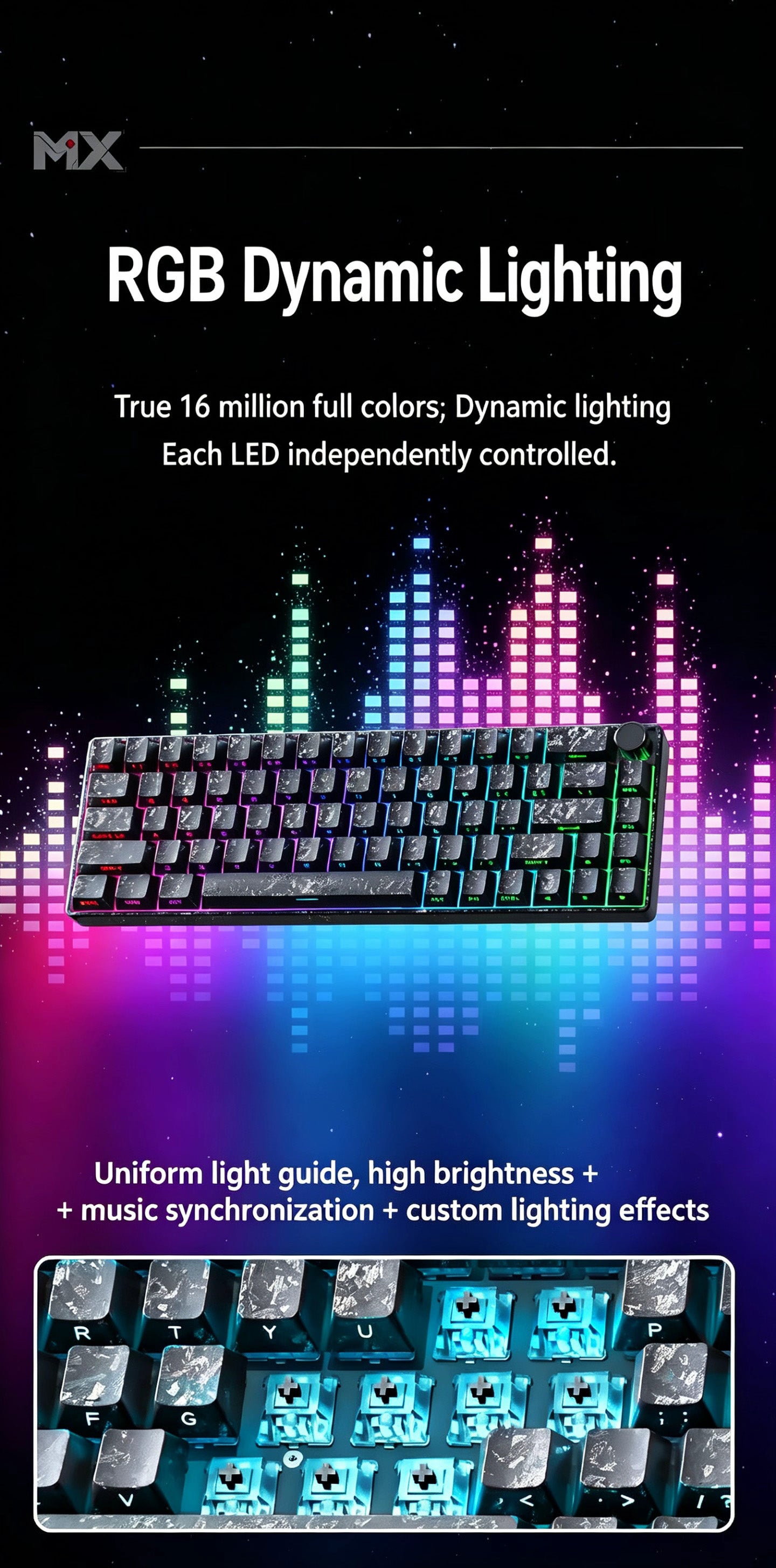 Mx68 Carbon Fiber Texture RGB Magnetic Switch Keyboard – 68-Key, Hot-Swappable, Portable Compact Keyboard for Gaming, Esports, and Office Use