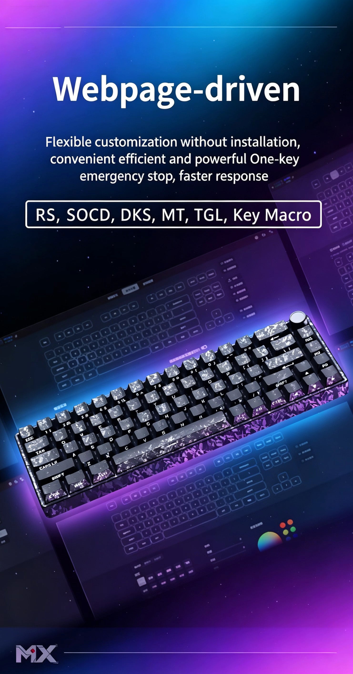 Mx68 Carbon Fiber Texture RGB Magnetic Switch Keyboard – 68-Key, Hot-Swappable, Portable Compact Keyboard for Gaming, Esports, and Office Use