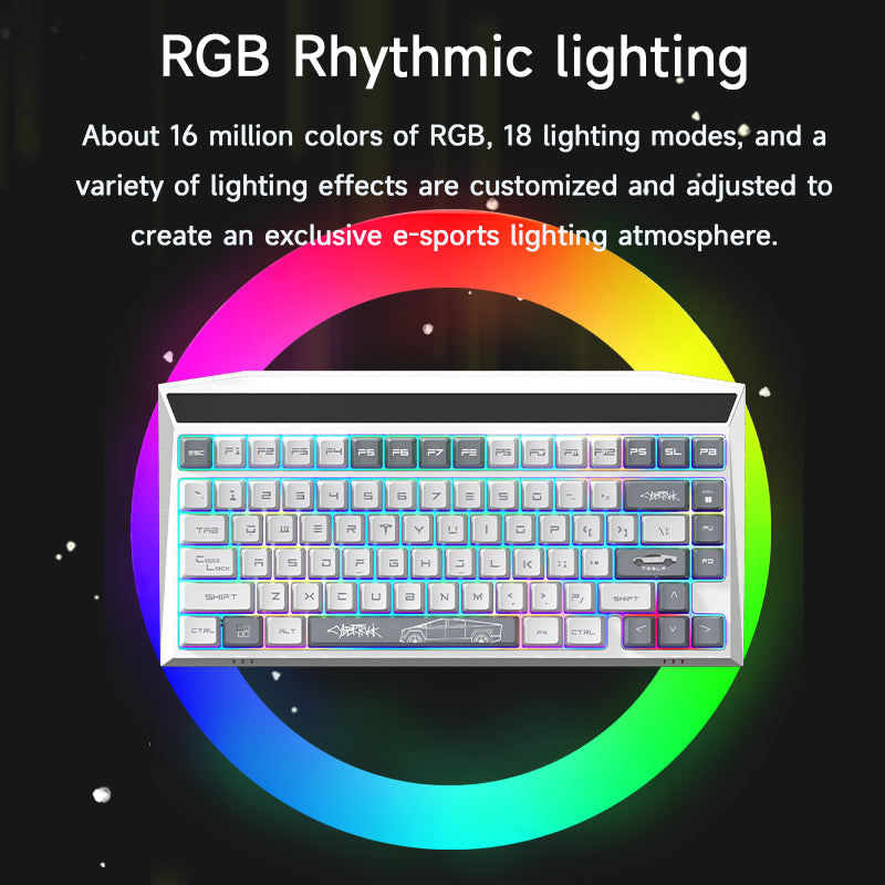 MX-Tesla Wireless Hot Swappable Mechanical Gaming Keyboard RGB Aluminum Frame